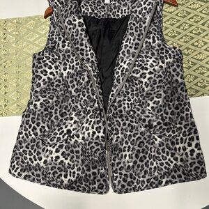 Charter Club Gray Leopard Faux Fur Vest